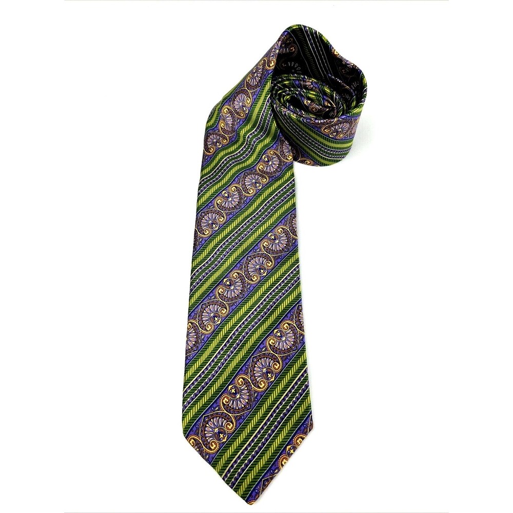 Robert Talbott Mens Silk Tie Paisley 3.25 x 61 Green Purple Gold - Best of Class